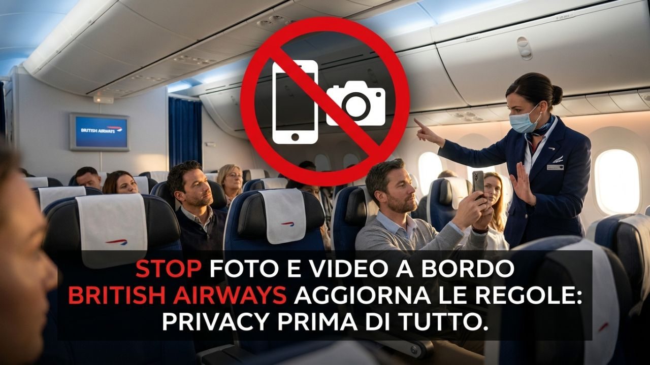 British Airways, stop a foto e video a bordo, ecco cosa si rischia
