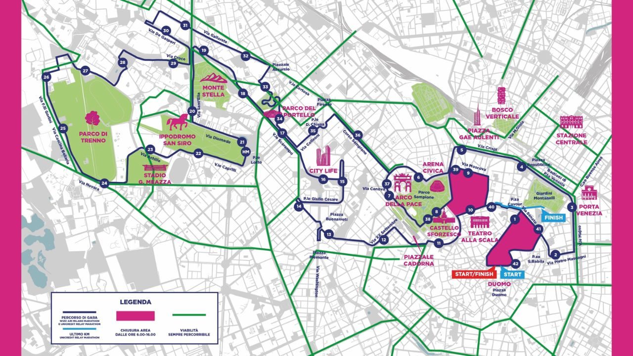 Mappa Milano Marathon