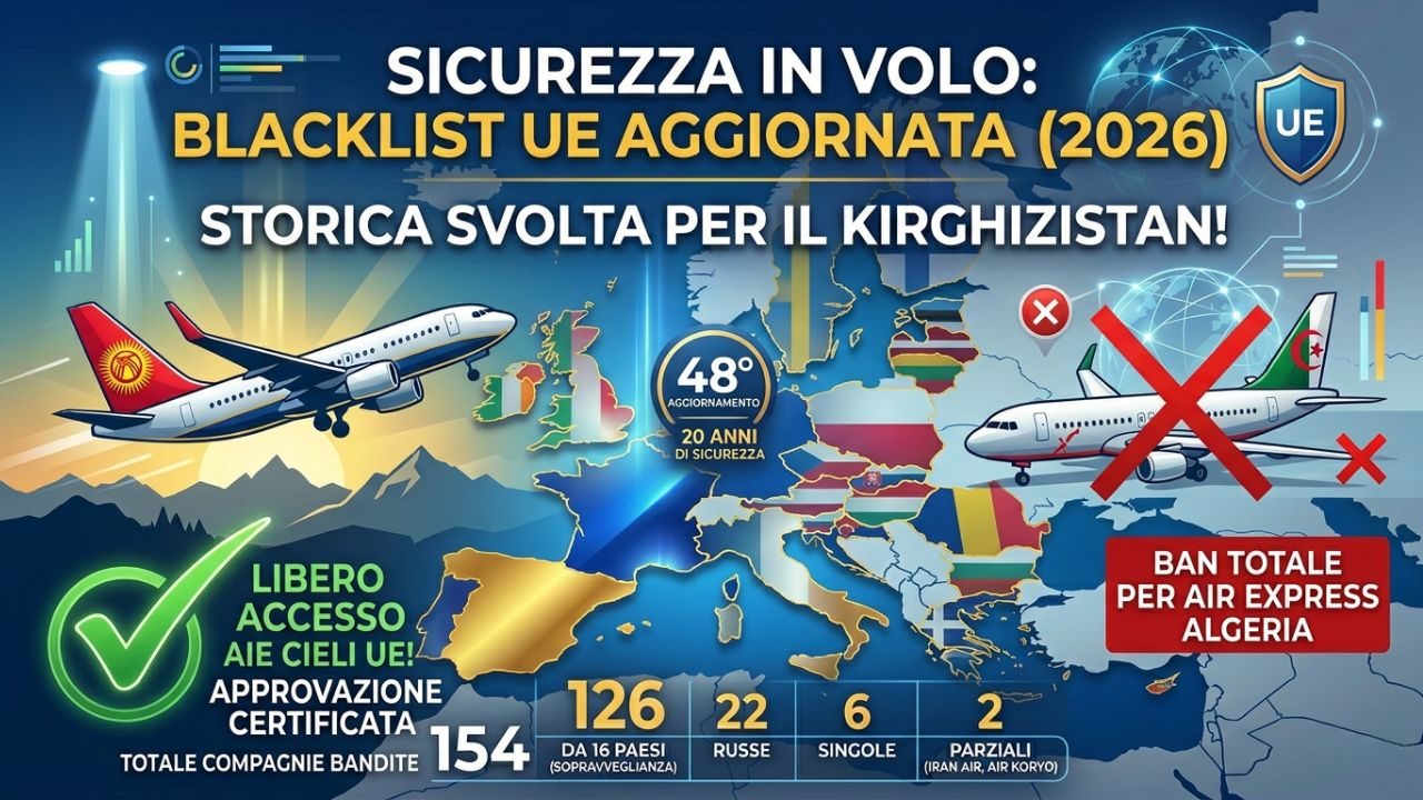 Sicurezza in volo, cambia la Blacklist UE storica riammissione dopo 20 anni