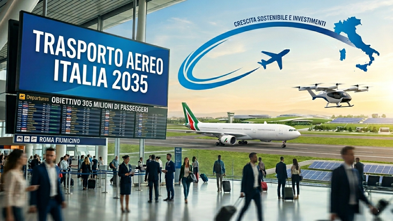 Trasporto aereo Italia 2035 obiettivo 305 milioni di passeggeri