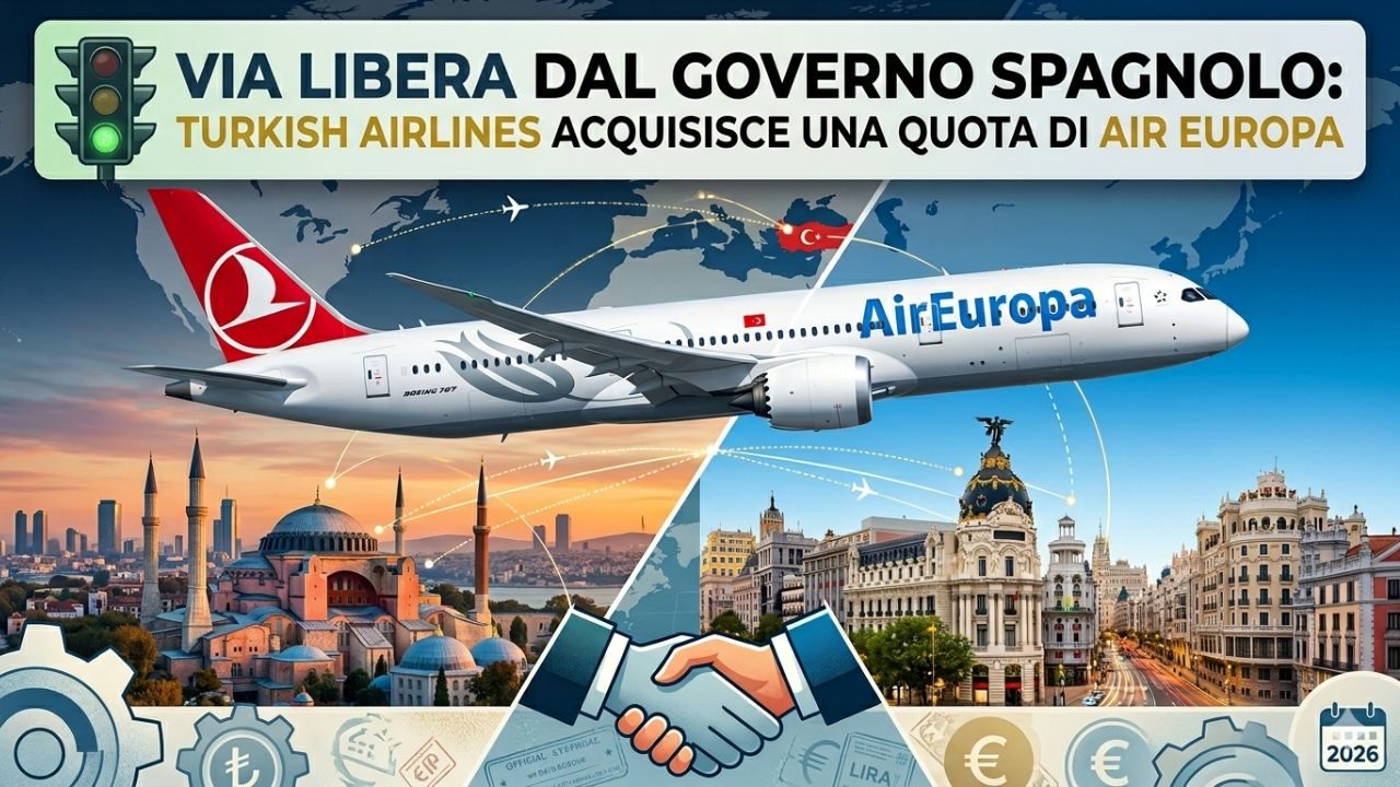 Turkish Airlines, via libera della Spagna ufficiale l'accordo per una quota in Air Europa