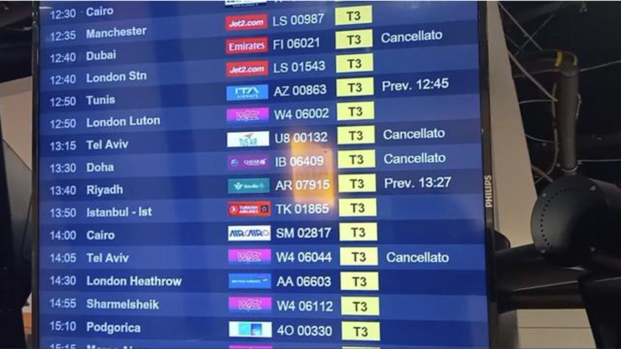 Voli cancellati Fiumicino per attacco Iran